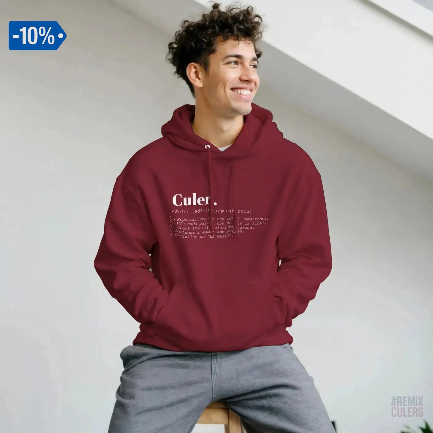 Sudadera con capucha unisex - DICCIONARIO "CULER" Rosa claro – Print Material Diccionari Culer merch FCB Barça culers blaugrana frases cultura futbol | remixculers