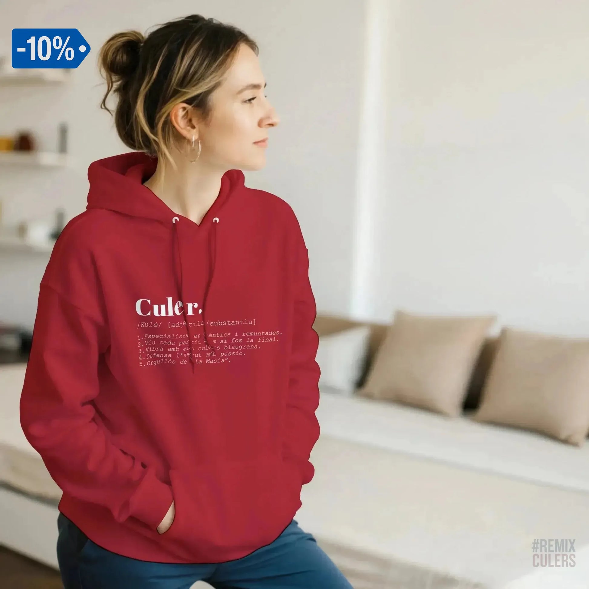 Sudadera con capucha unisex - DICCIONARIO "CULER" Rosa claro – Print Material Diccionari Culer merch FCB Barça culers blaugrana frases cultura futbol | remixculers