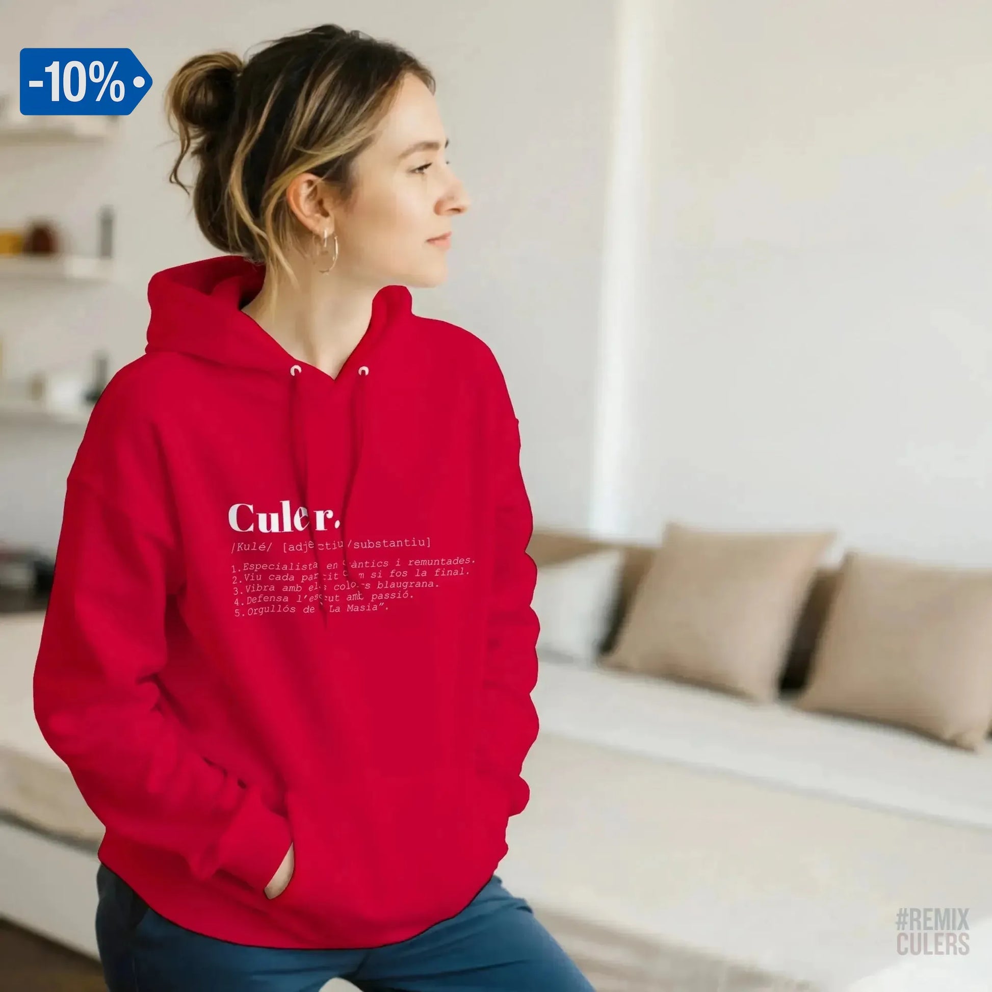Sudadera con capucha unisex - DICCIONARIO "CULER" Rosa claro – Print Material Diccionari Culer merch FCB Barça culers blaugrana frases cultura futbol | remixculers