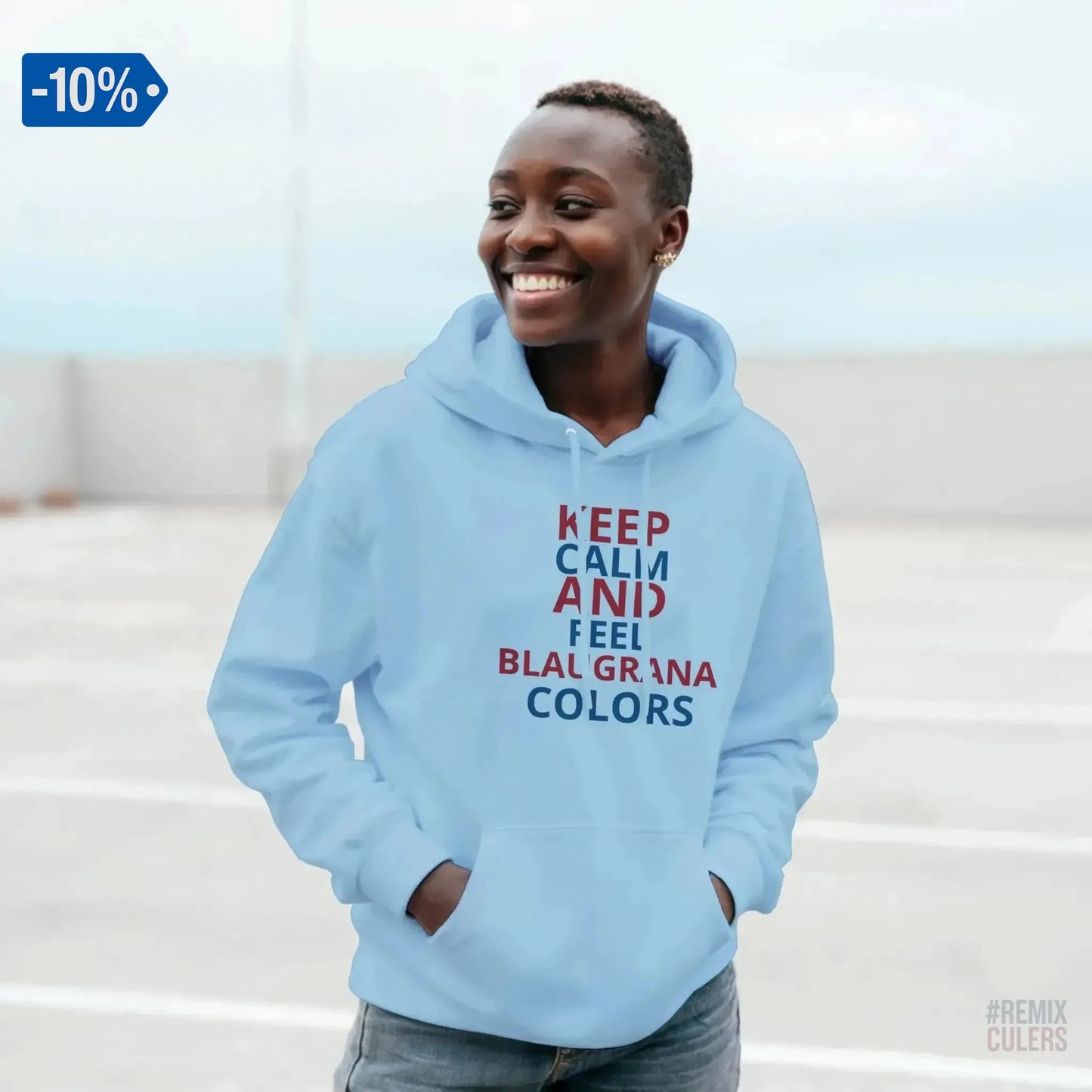 Sudadera con capucha unisex - KEEP CALM Azul claro – Print Material Keep Calm merch FCB Barça culers blaugrana football fan pride passion | remixculers