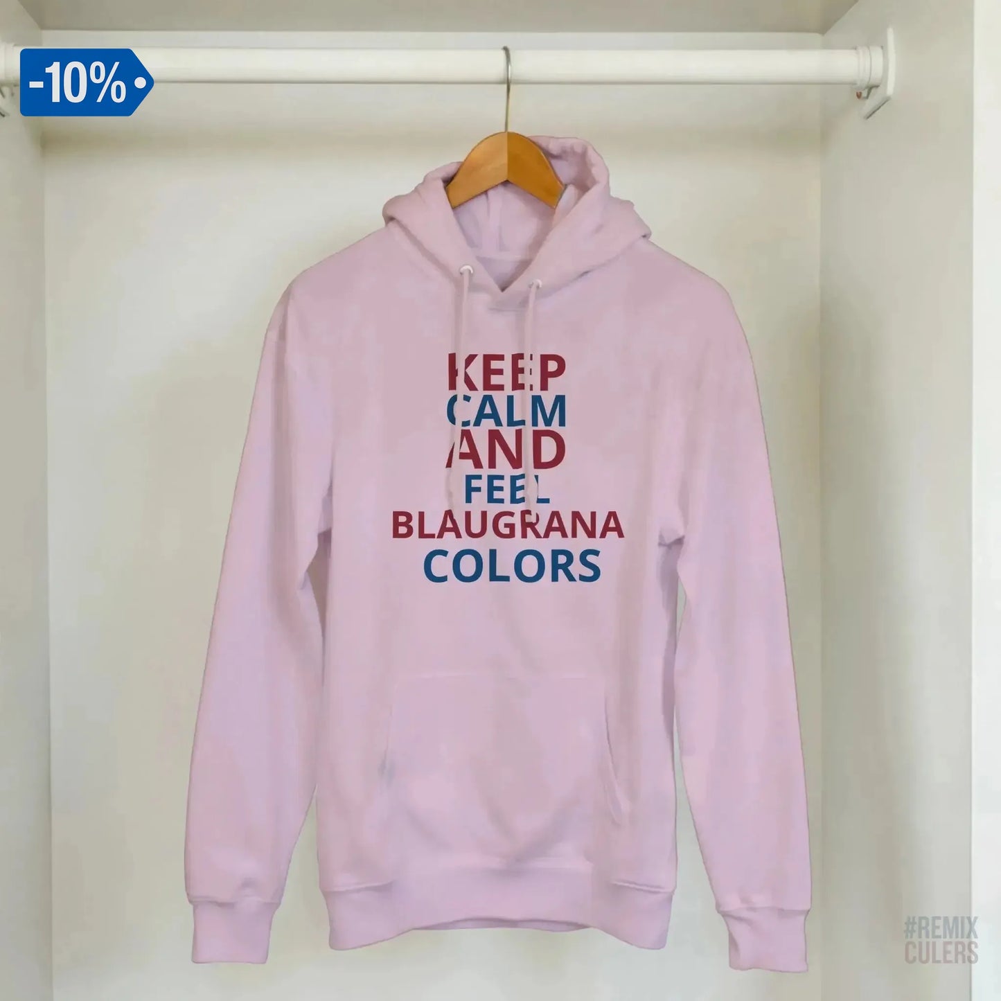 Sudadera con capucha unisex - KEEP CALM Blanco – Print Material Keep Calm merch FCB Barça culers blaugrana football fan pride passion | remixculers