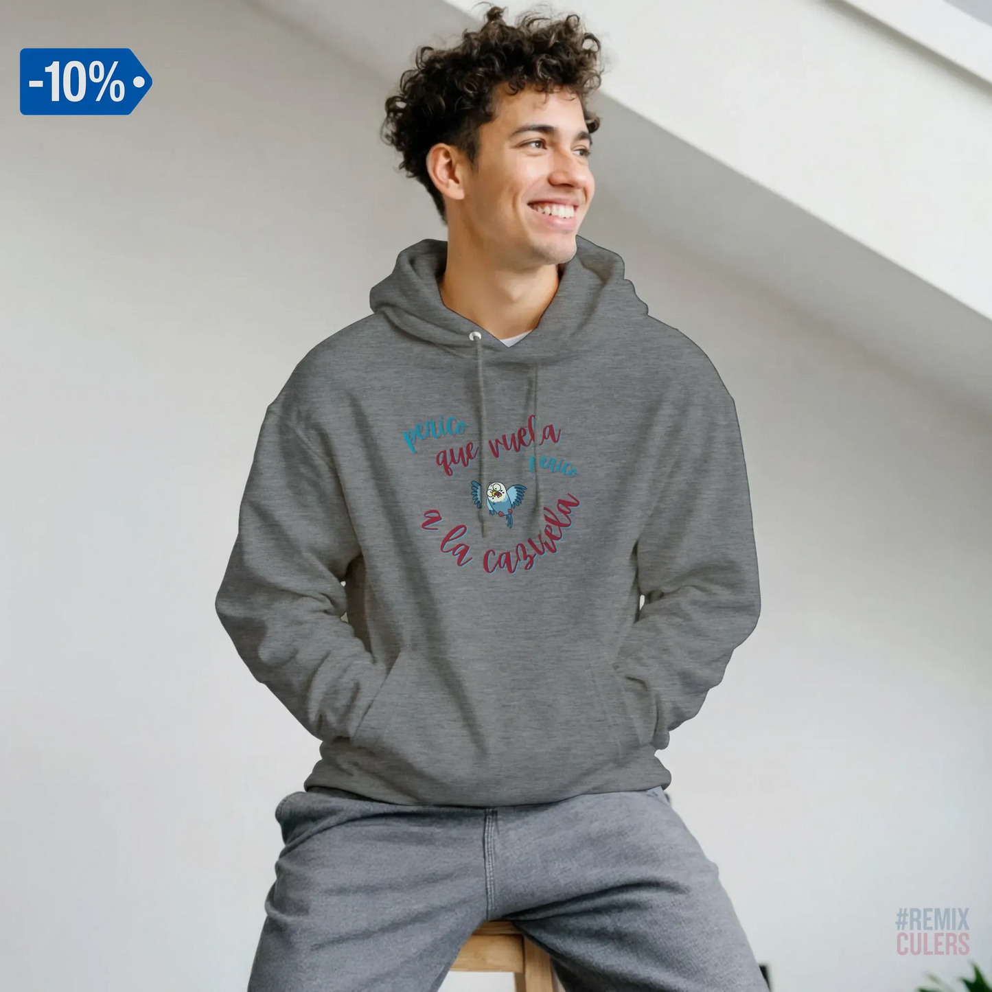 Sudadera con capucha unisex - PERICO QUE... Blanco – Print Material merch FCB Barça culer culers blaugrana español perico rival futbol | remixculers