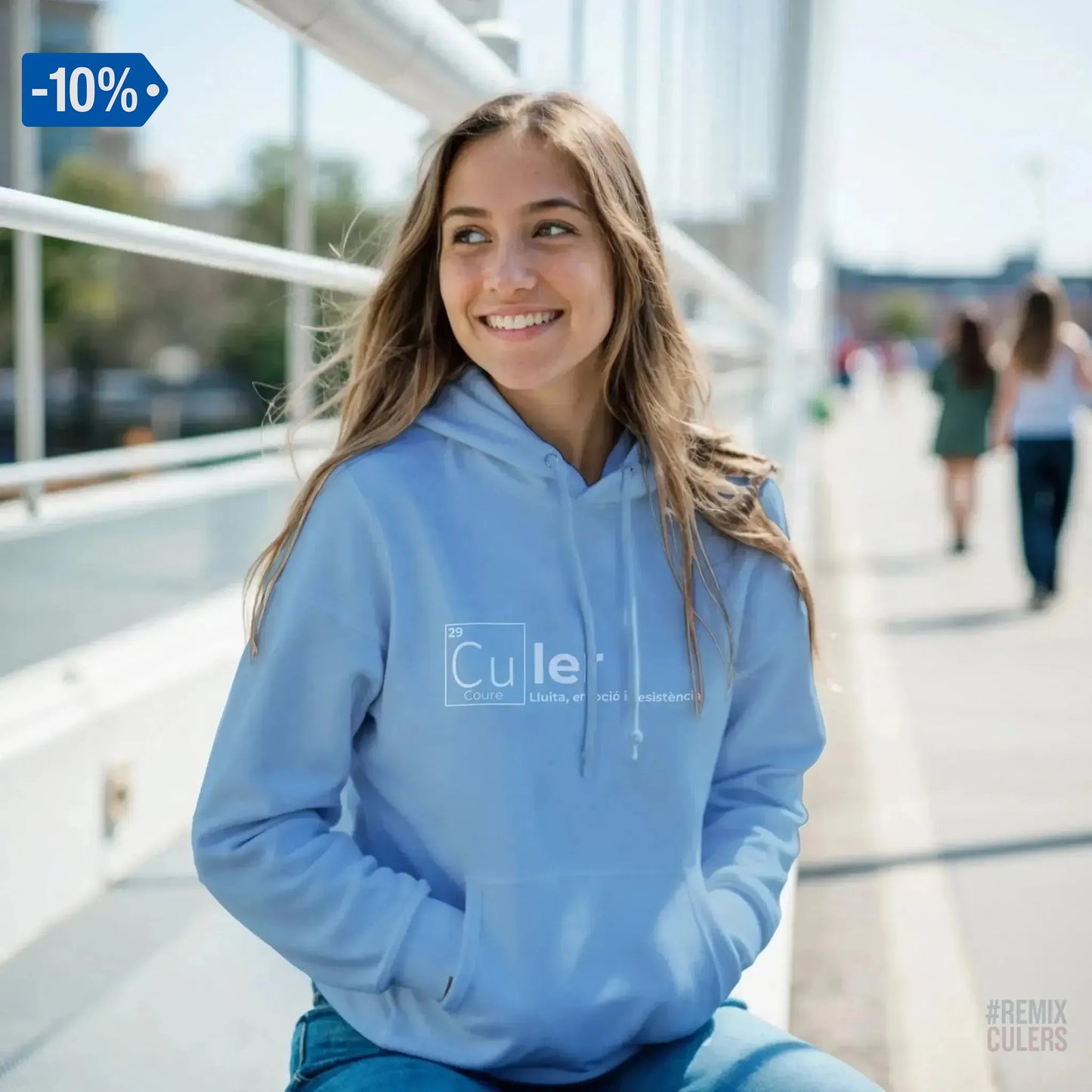 Sudadera con capucha unisex - QUÍMICA CULER Azul claro – Print Material Científicament Culer merch FCB Barça culers blaugrana ciència i futbol passió | remixculers