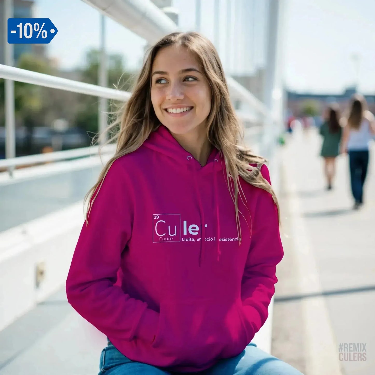 Sudadera con capucha unisex - QUÍMICA CULER Fucsia – Print Material Científicament Culer merch FCB Barça culers blaugrana ciència i futbol passió | remixculers