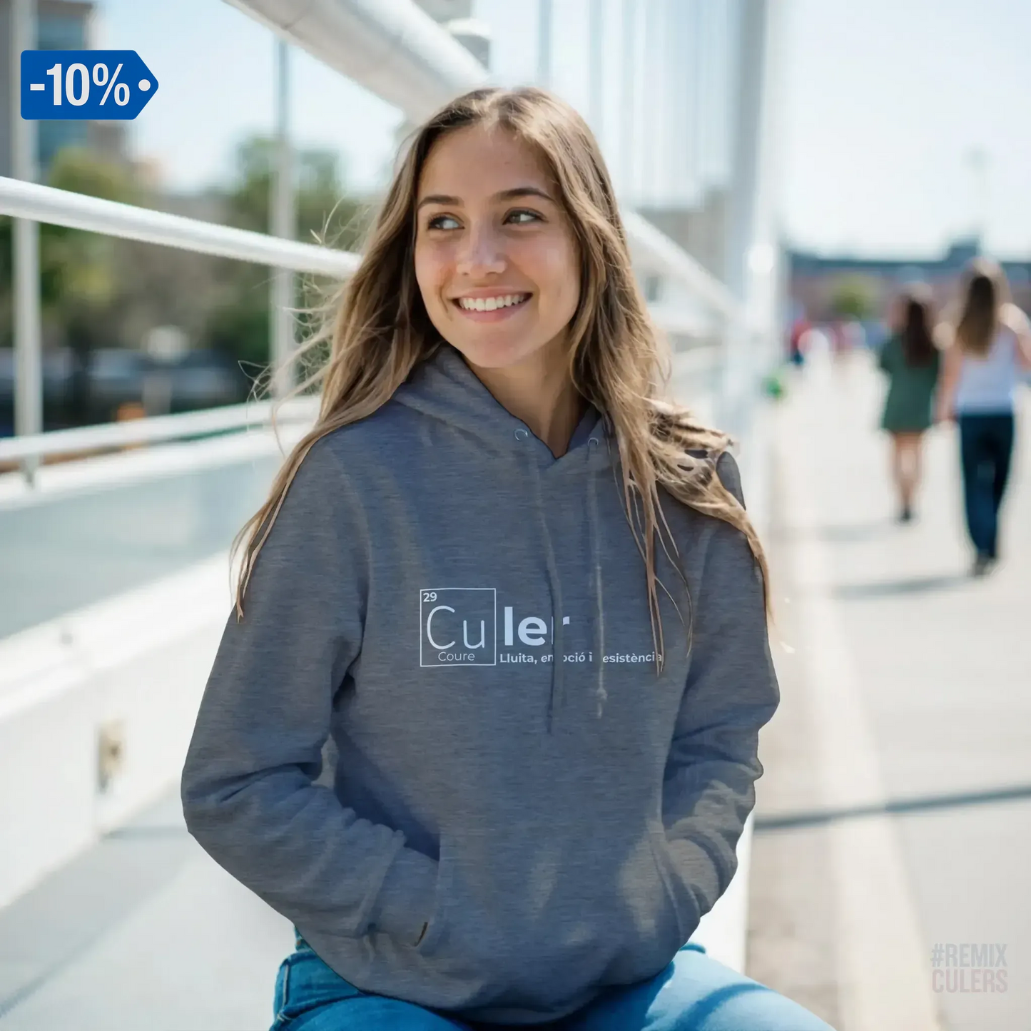 Sudadera con capucha unisex - QUÍMICA CULER Gris – Print Material Científicament Culer merch FCB Barça culers blaugrana ciència i futbol passió | remixculers