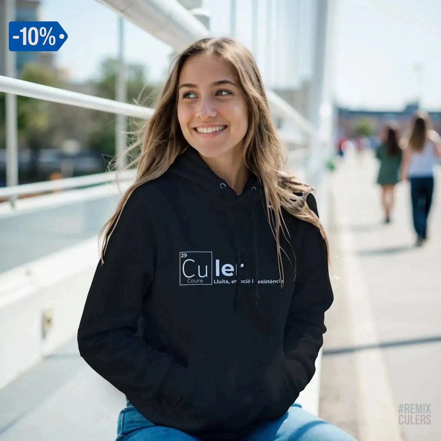 Sudadera con capucha unisex - QUÍMICA CULER Negro – Print Material Científicament Culer merch FCB Barça culers blaugrana ciència i futbol passió | remixculers