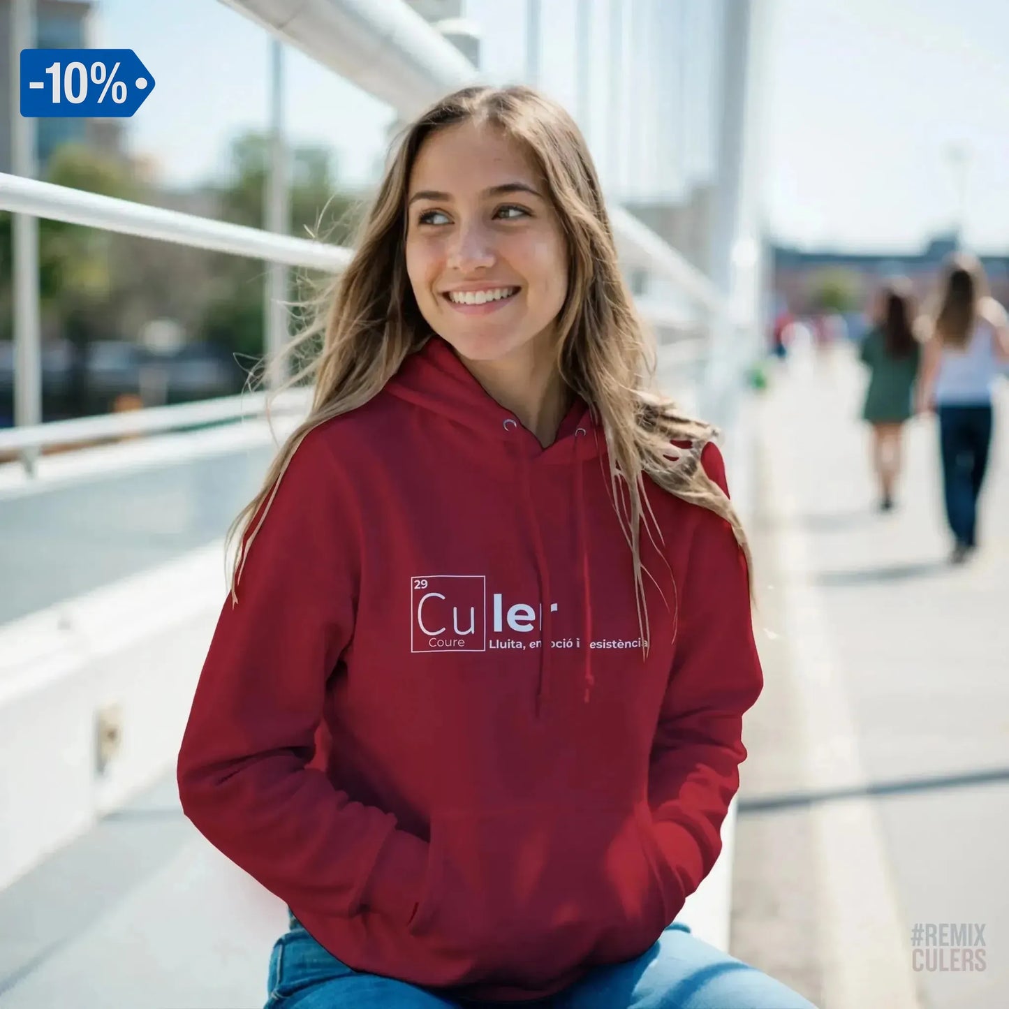 Sudadera con capucha unisex - QUÍMICA CULER Rojo cereza – Print Material Científicament Culer merch FCB Barça culers blaugrana ciència i futbol passió | remixculers