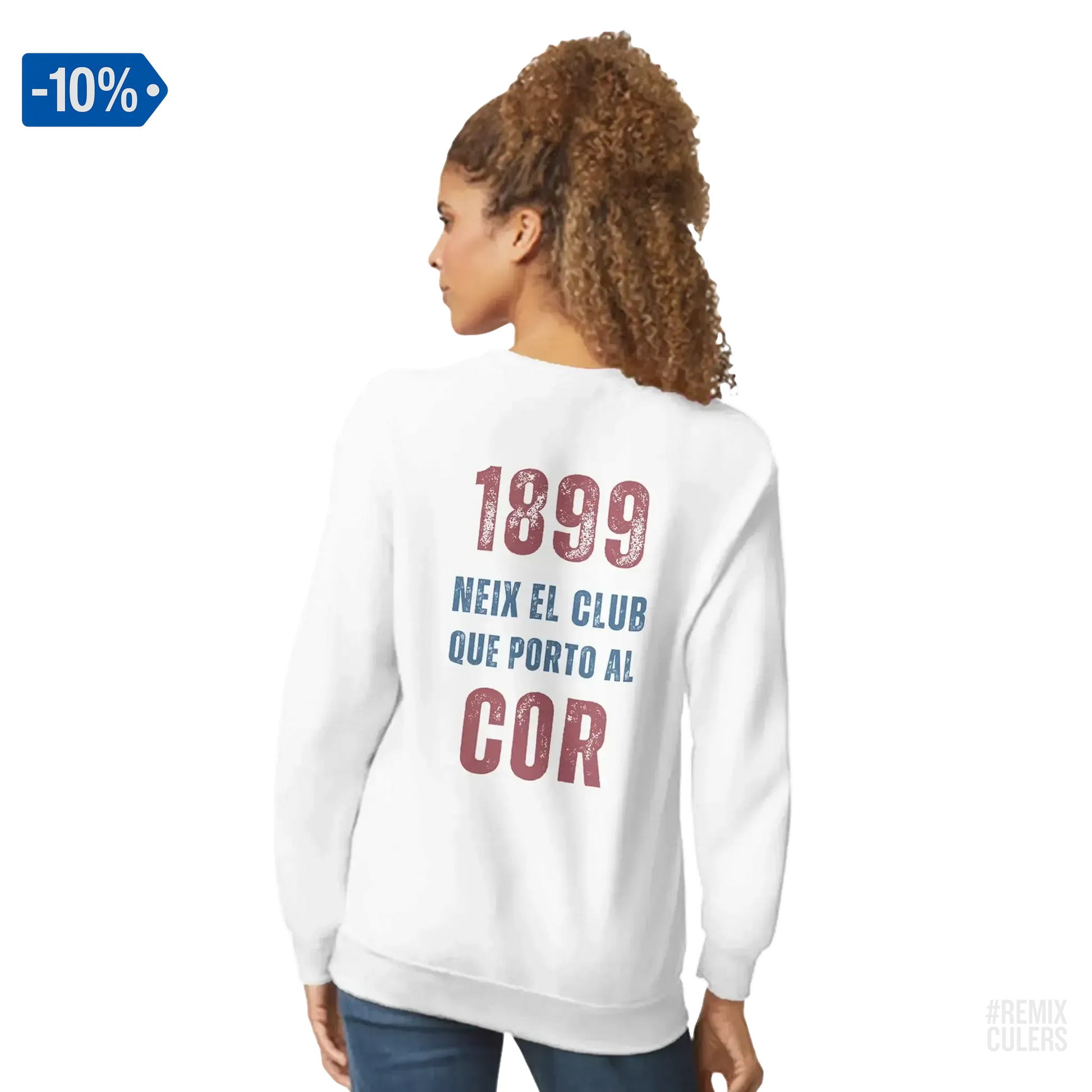 Sudadera unisex - 1899 Blanco – Print Material 1899 neix el club que porto al cor merch FCB Barça culers blaugrana història fundació orgull identitat futbol | remixculers